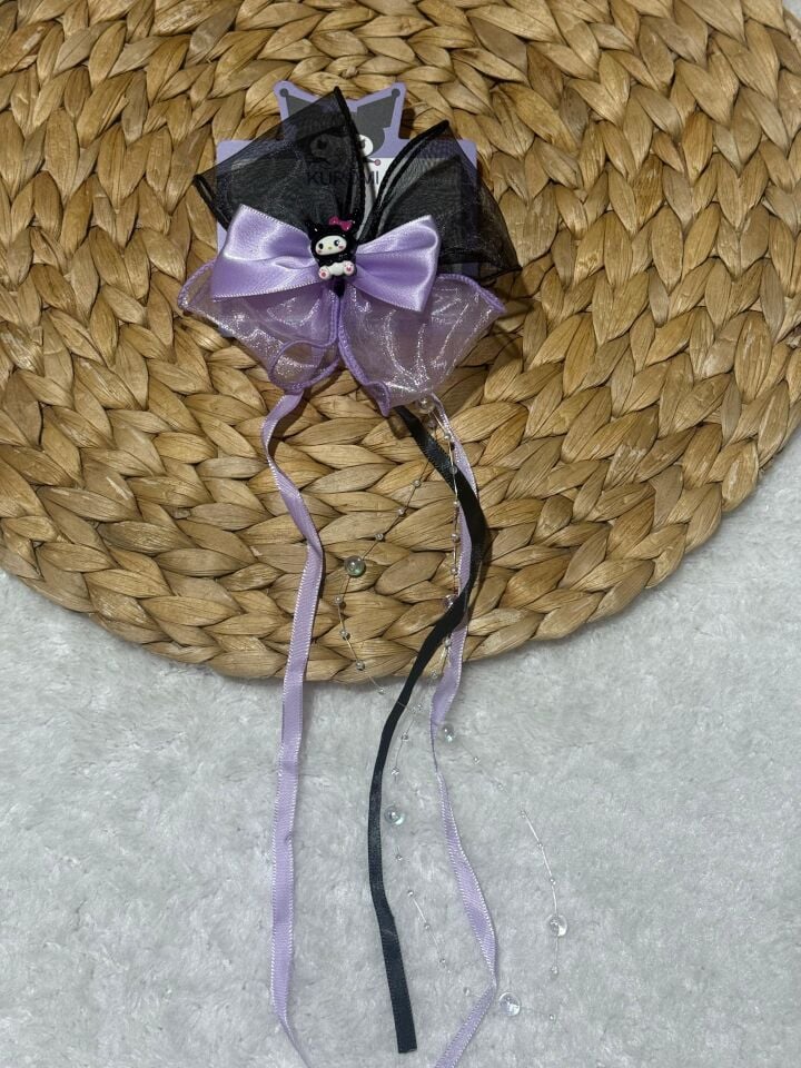 Kuromi Kurdaleli Taşlı Uzun Lastikli Toka (3-D)