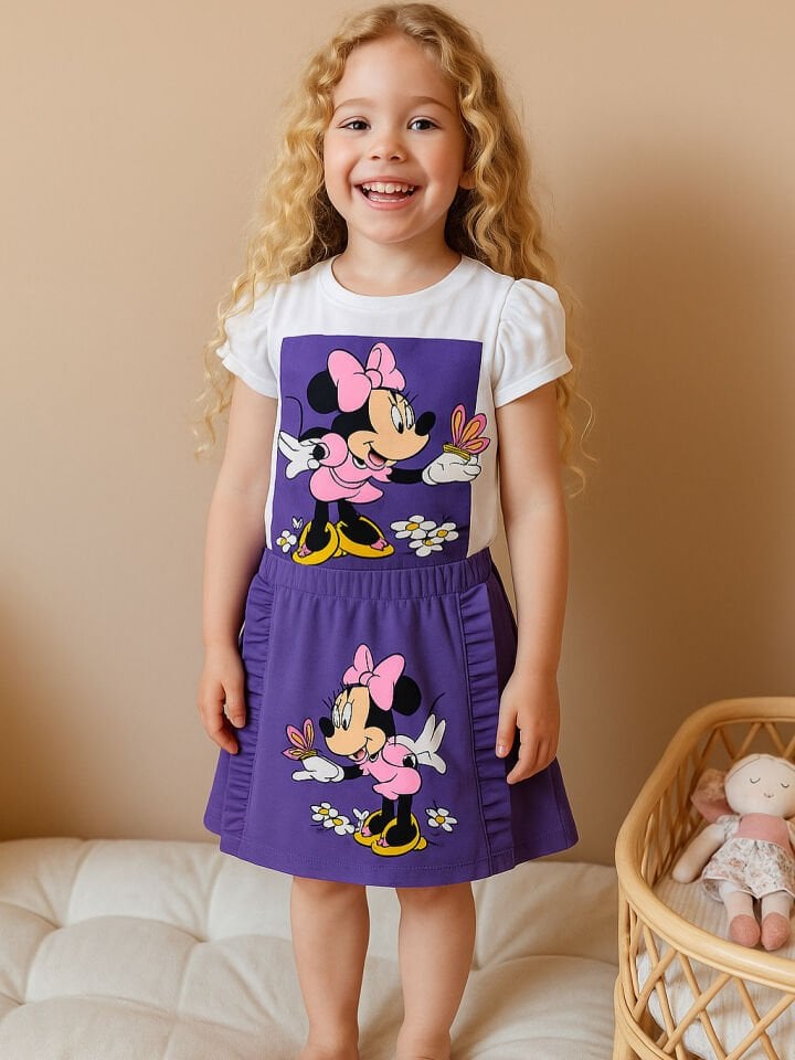 Kız Çocuk Minnie Mor Etekli Takım  (5-F) 5/6