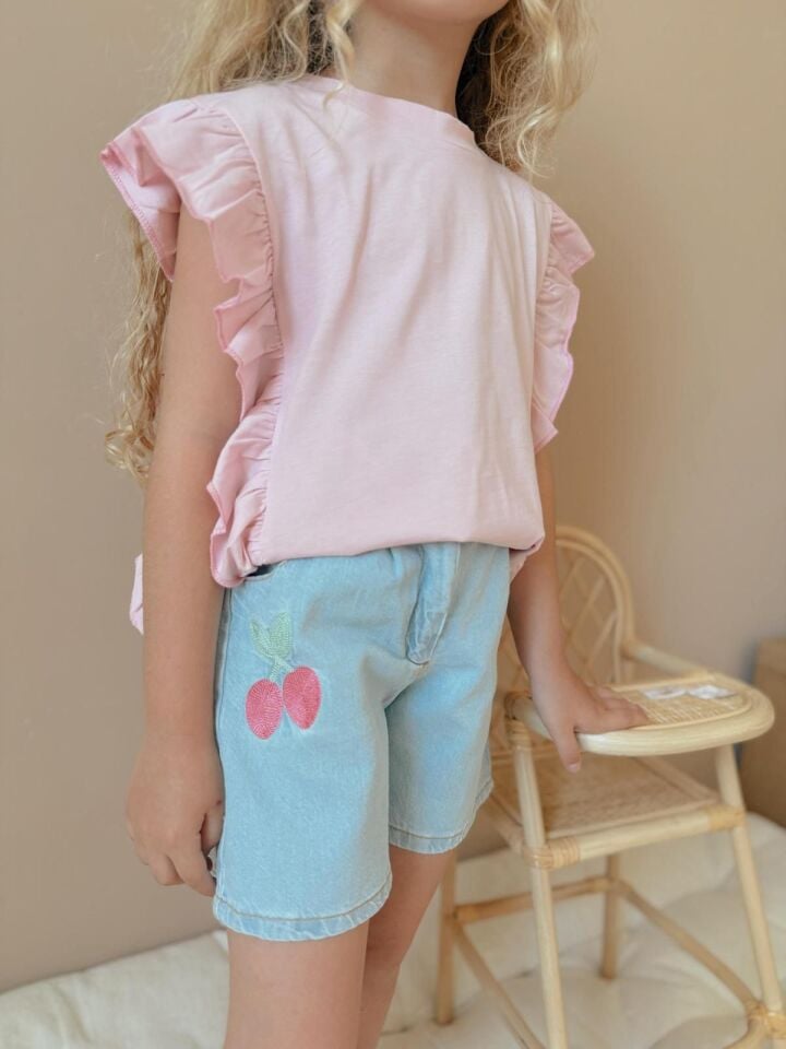 Kız Çocuk Fırfırlı Kirazlı Takım (6-D)