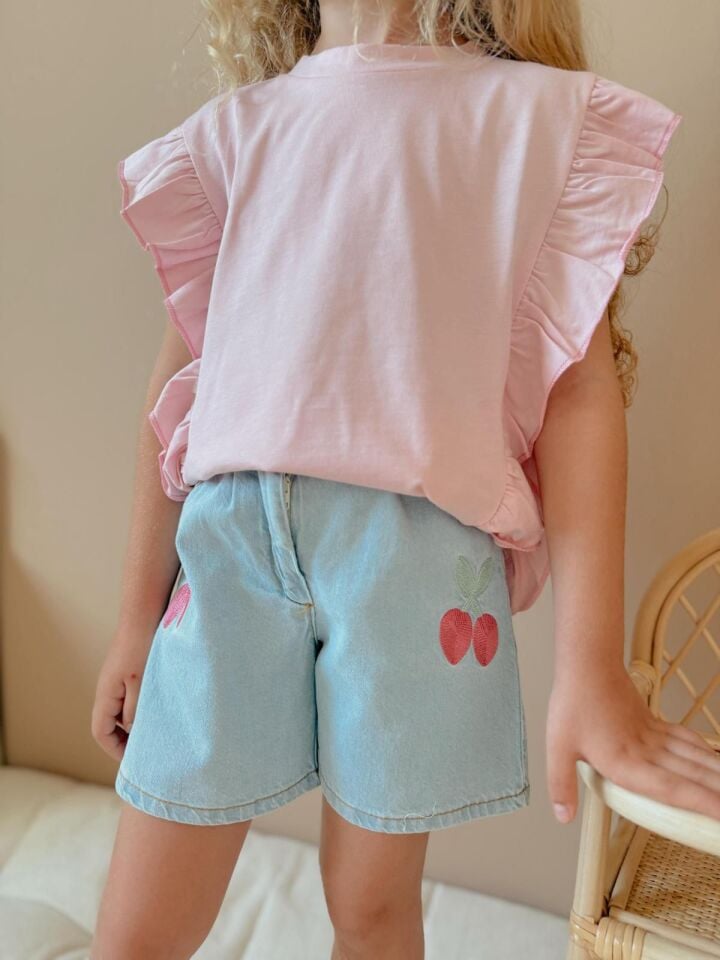 Kız Çocuk Fırfırlı Kirazlı Takım (6-D)