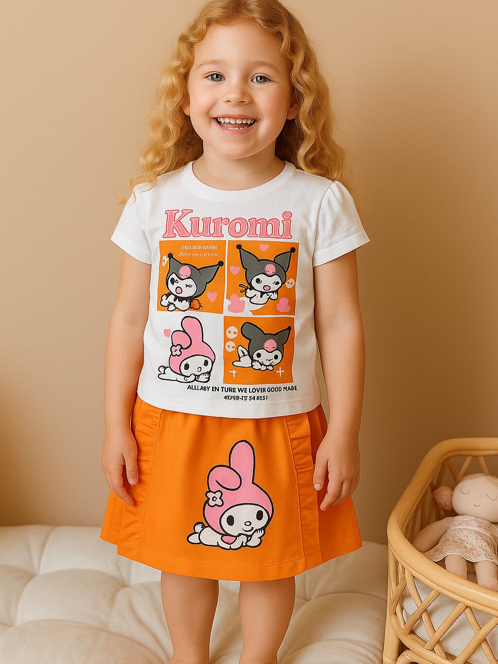 Kız Çocuk Kuromi Turuncu Etek Takım  (6-F)