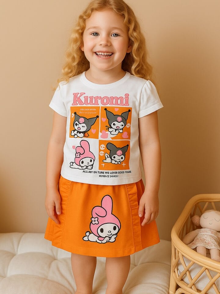 Kız Çocuk Kuromi Turuncu Etek Takım  (6-F)