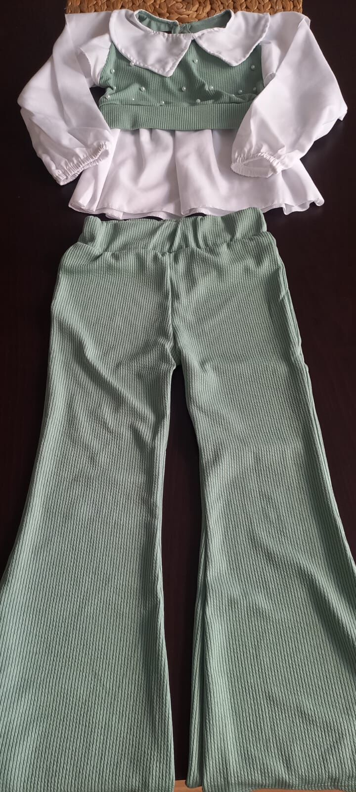 Bebe Yaka Gövdesi Ve Pantalonu Jarse Gömlek  Takım Yeşil  (6-G)