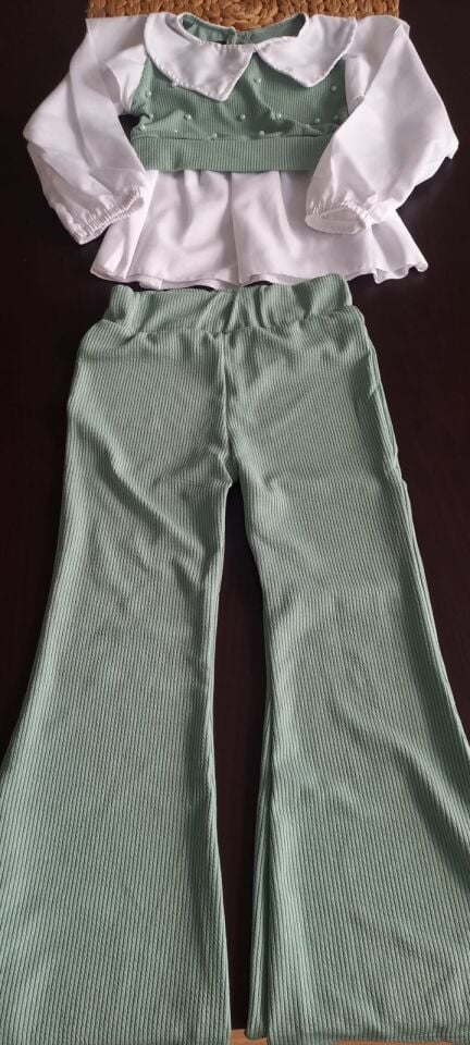 Bebe Yaka Gövdesi Ve Pantalonu Jarse Gömlek  Takım Yeşil  (6-G)