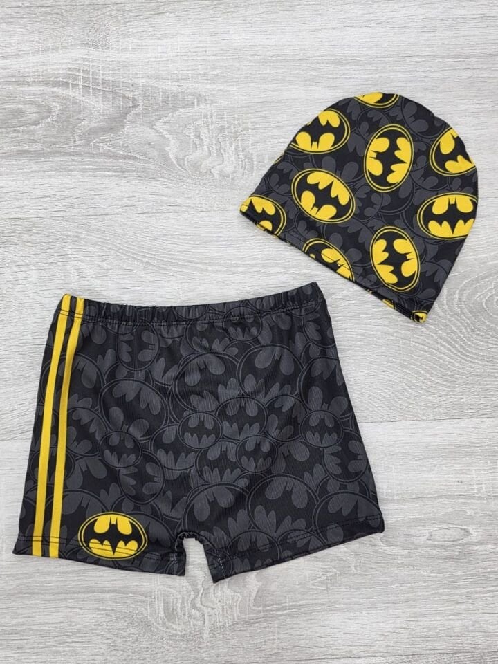 Erkek Çocuk Batman Boneli Şort Mayo Siyah (2-G)