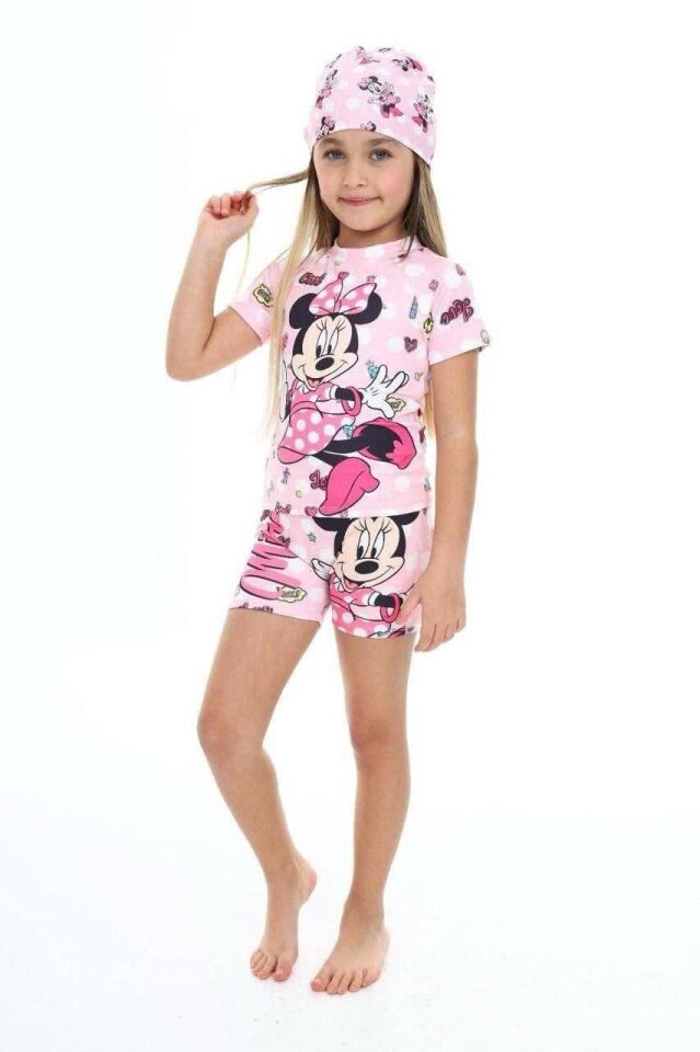Kız Çocuk Minnie Kısa Kollu Şortlu Mayo Takım  (5-G)
