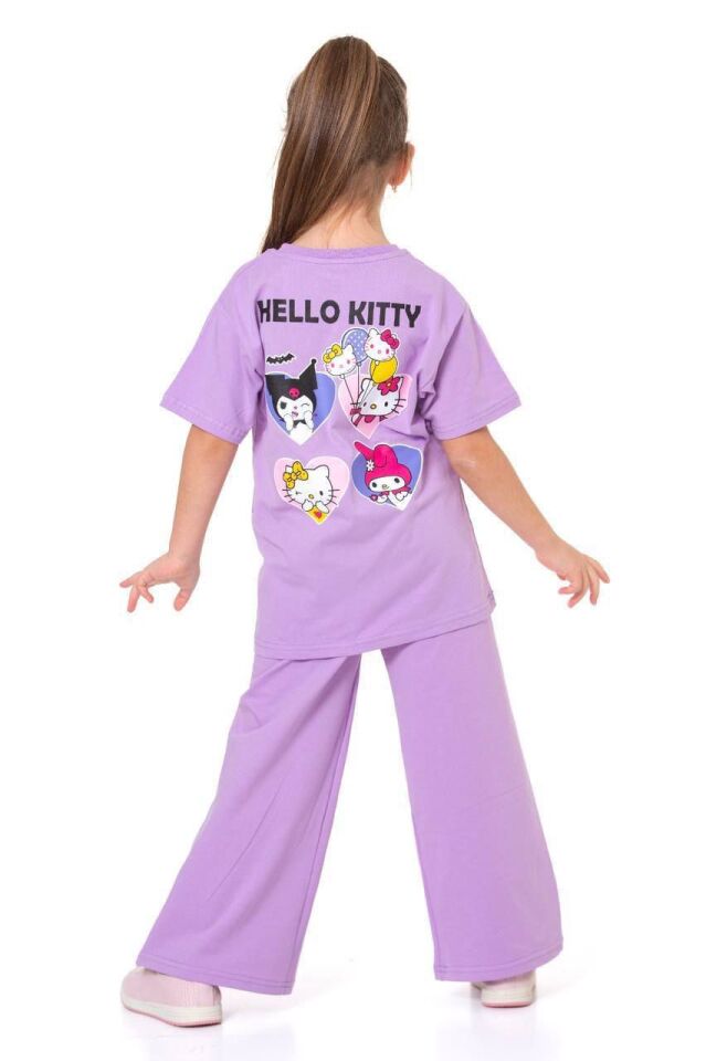Kız Çocuk Hello Kity Uzun İkili Takım Lila( 4-F)