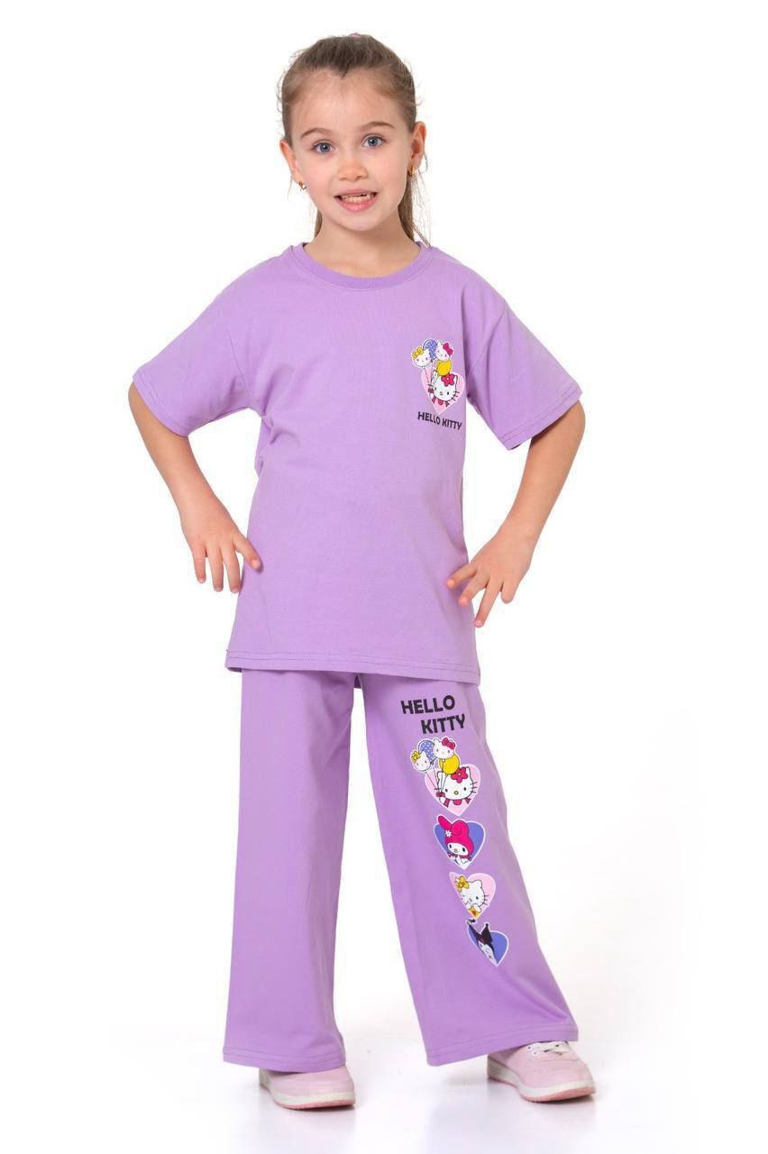 Kız Çocuk Hello Kity Uzun İkili Takım Lila( 4-F)