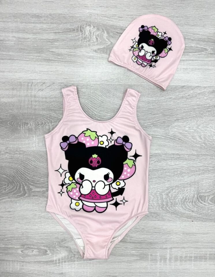 Kız Çocuk Kuromi Boneli Mayo  (5-G)