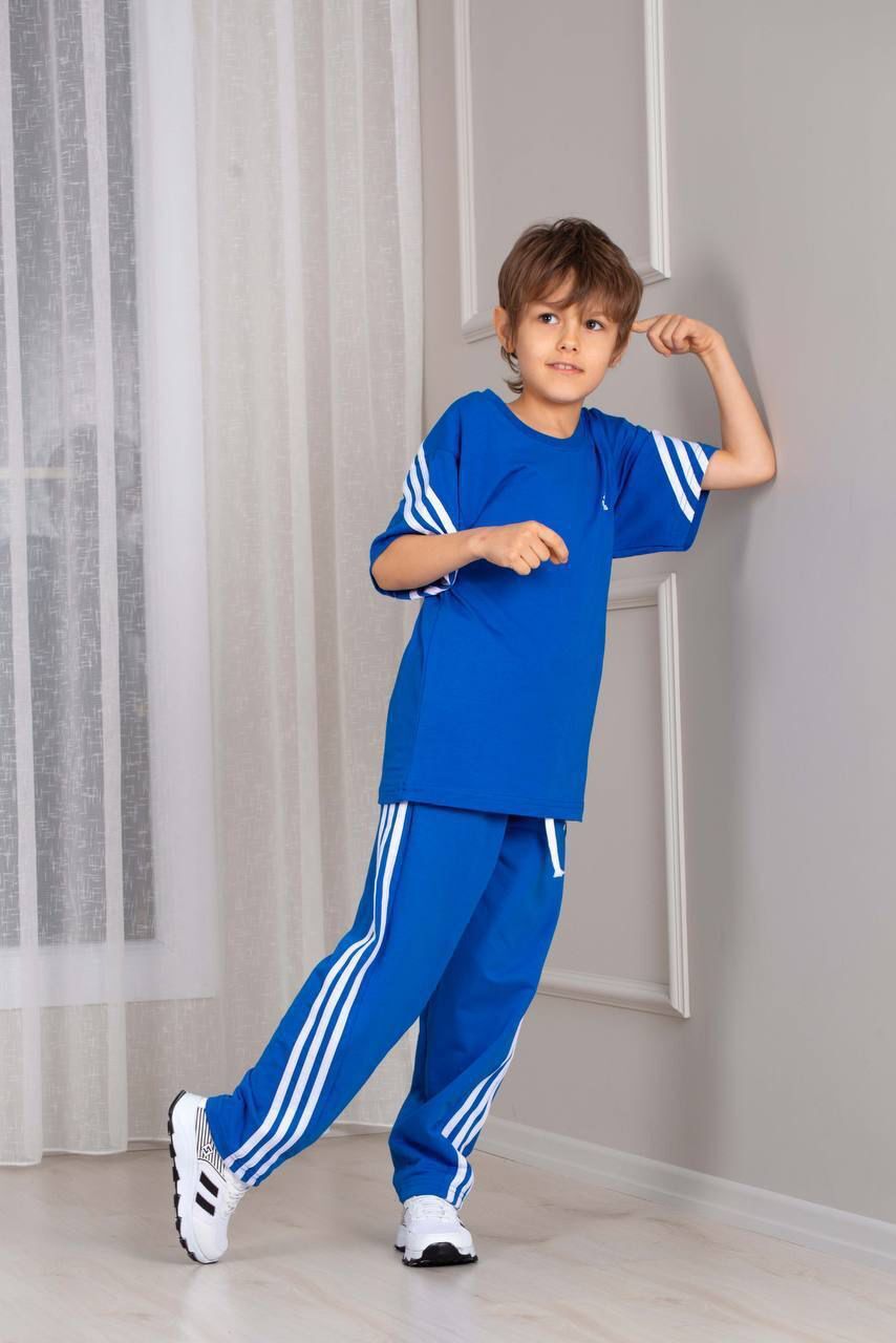 Erkek Çocuk Adidas Şeritli Uzun Takım Mavi (2-D)