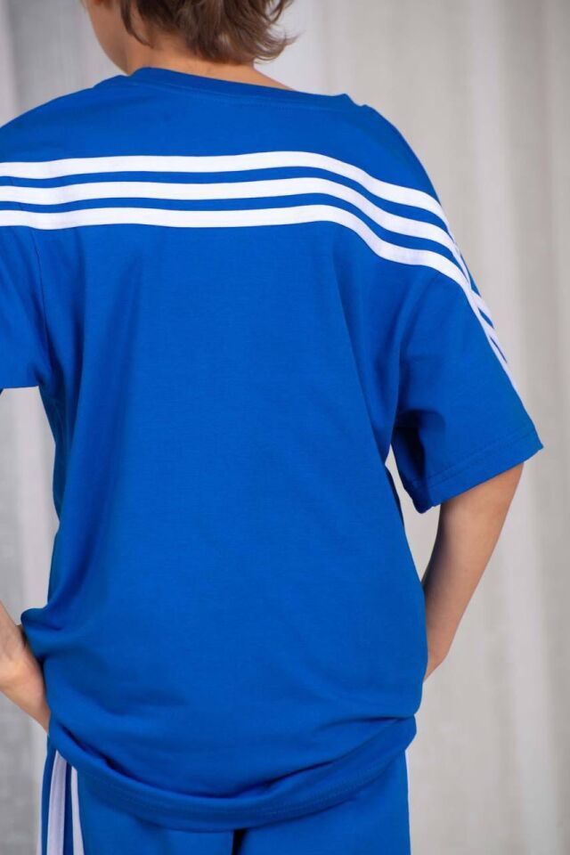 Erkek Çocuk Adidas Şeritli Uzun Takım Mavi (2-D)