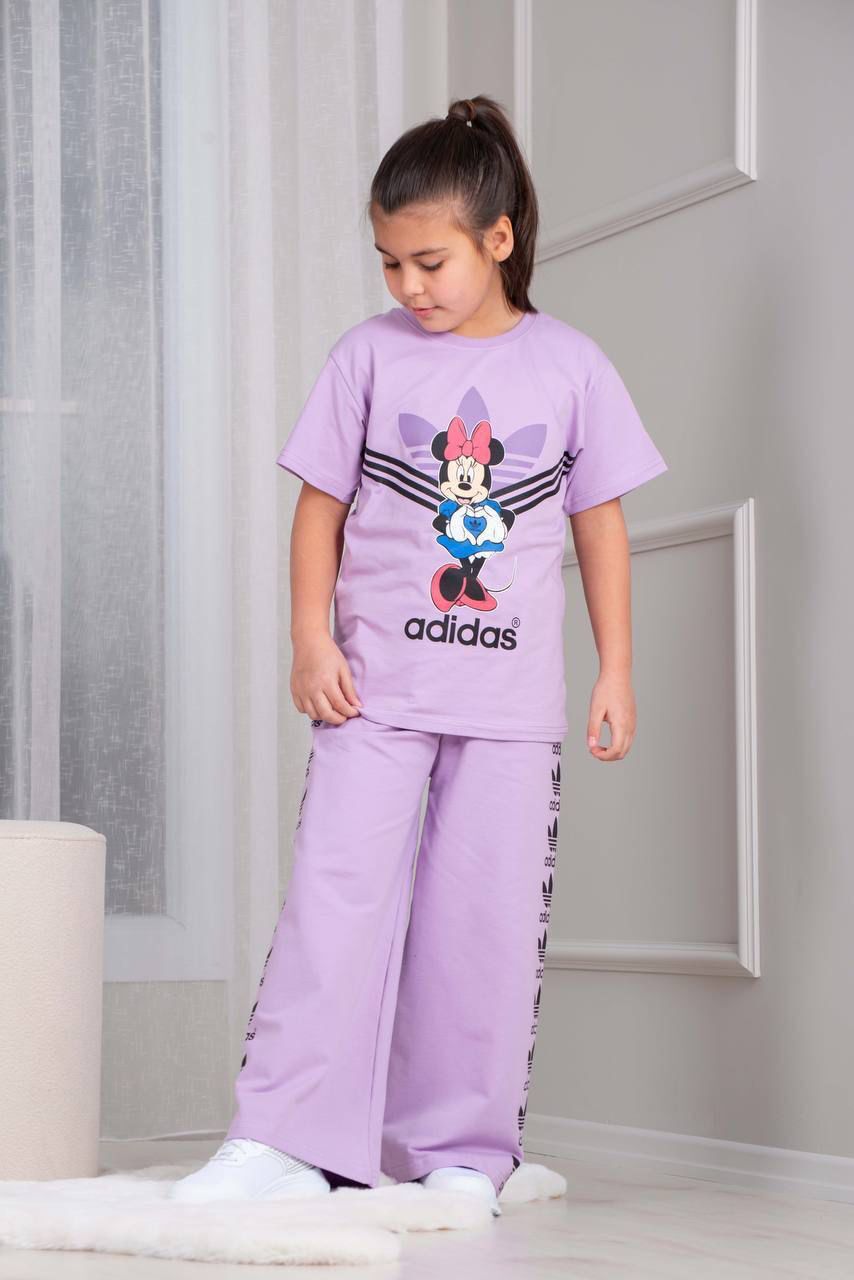 Kız Çocuk Mickey Baskılı Uzun  Takım Lila (4-D)