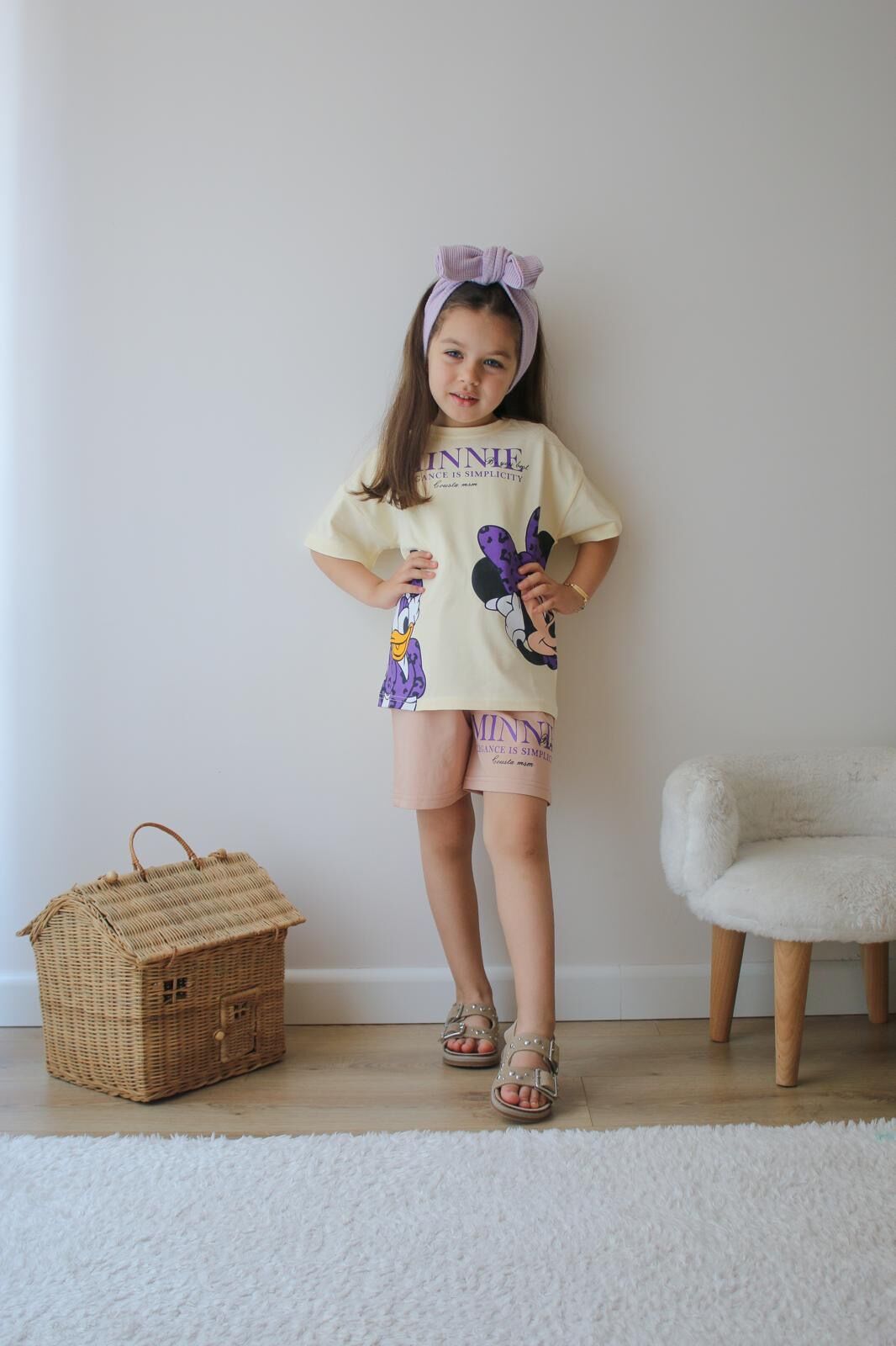 Kız Çocuk Minnie Mor Baskılı İkili Takım