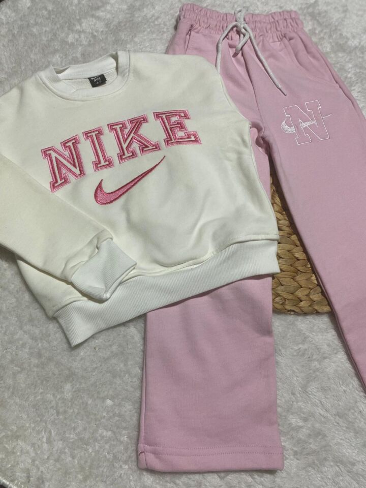 Kız Çocuk Nike Beyaz Pembe Uzun İkili Takım (5-E)