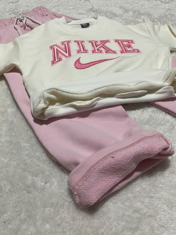 Kız Çocuk Nike Beyaz Pembe Uzun İkili Takım (5-E)