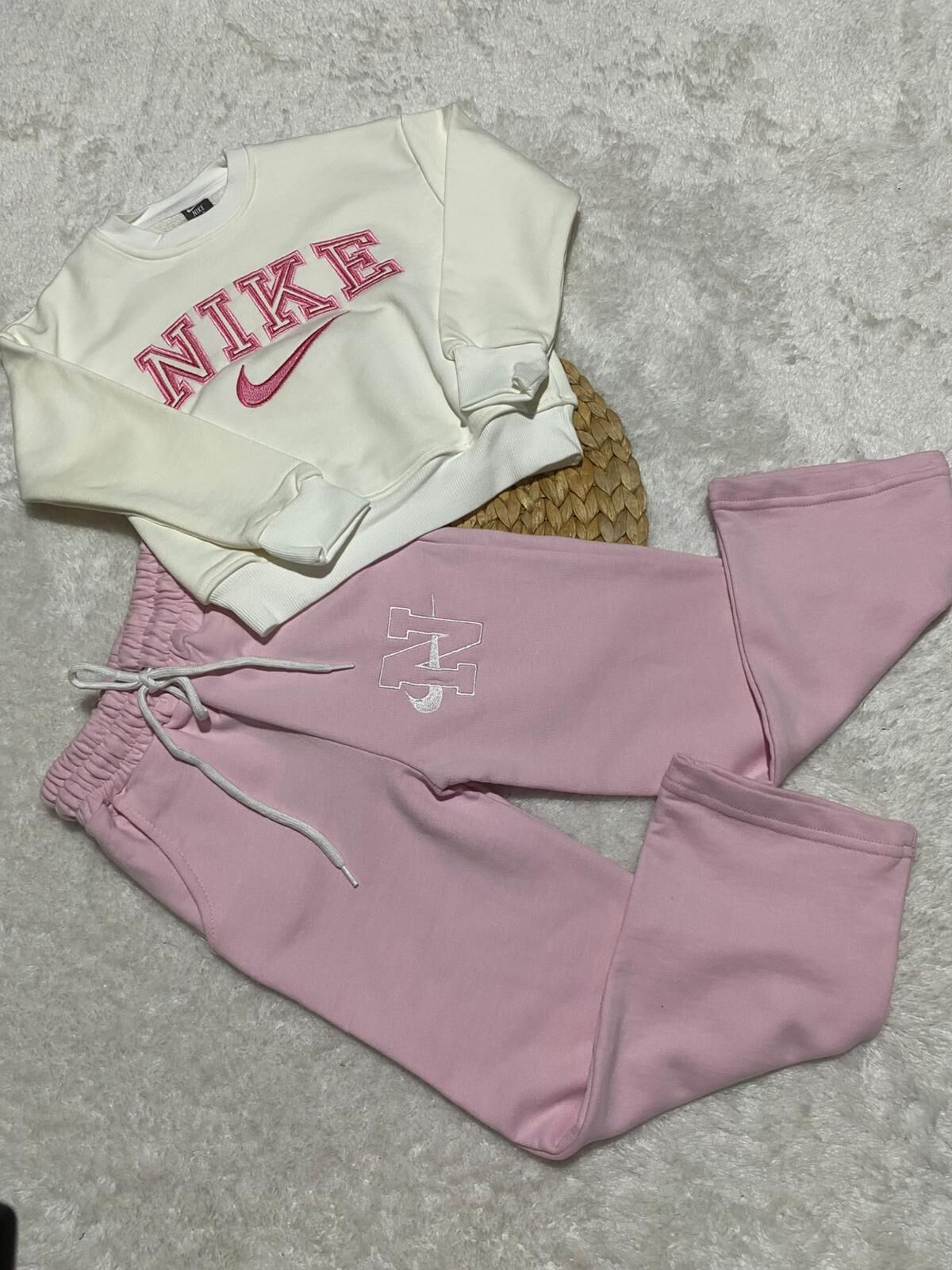 Kız Çocuk Nike Beyaz Pembe Uzun İkili Takım
