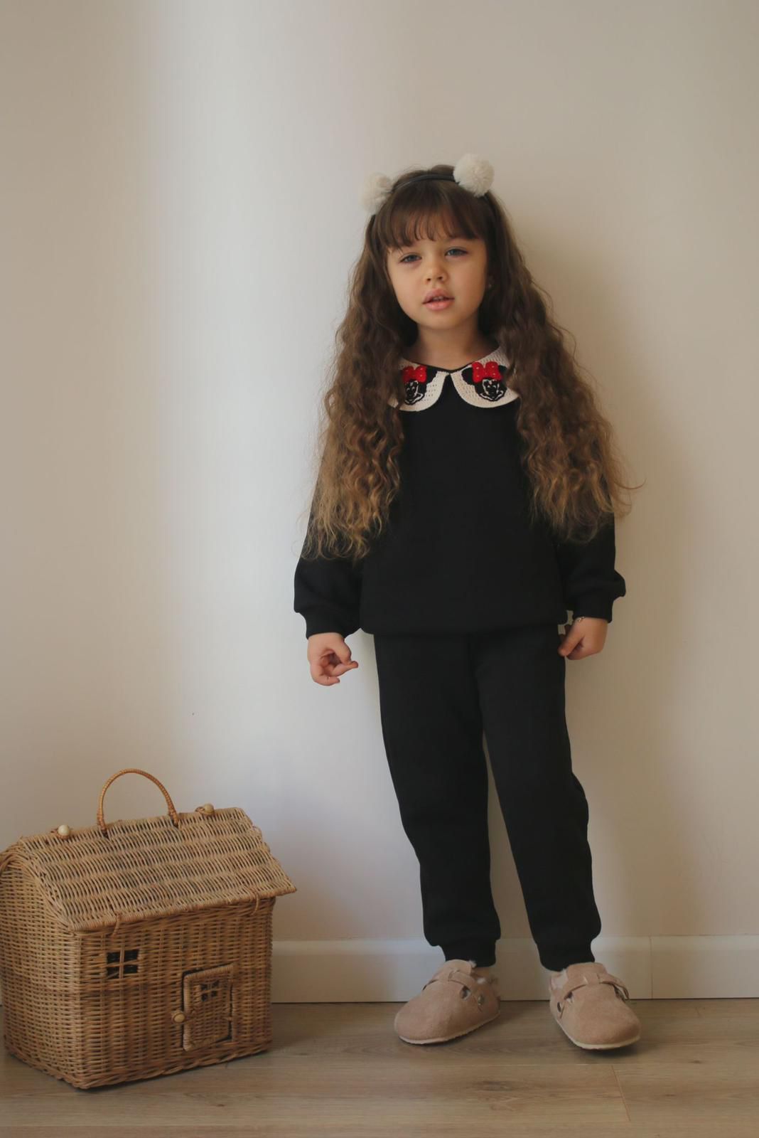 Siyah Yaka Dantel Minnie Mouse Takım