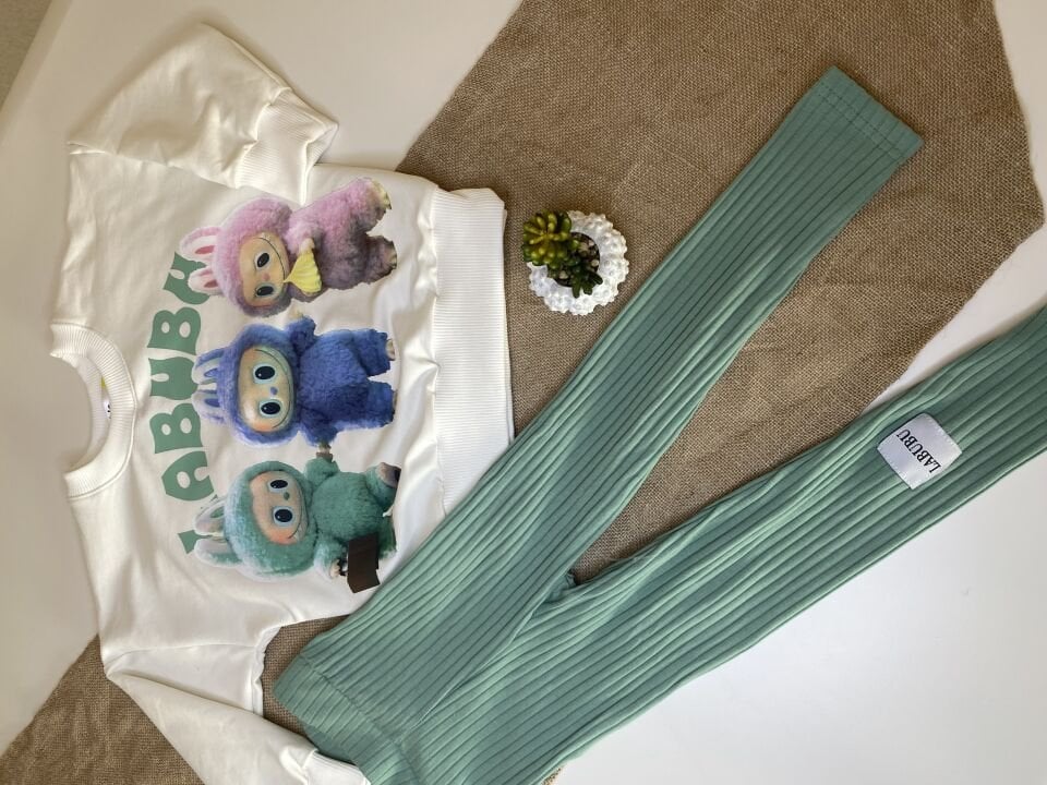 Labubu Yeşil Kız Tayt Takım (5-C)