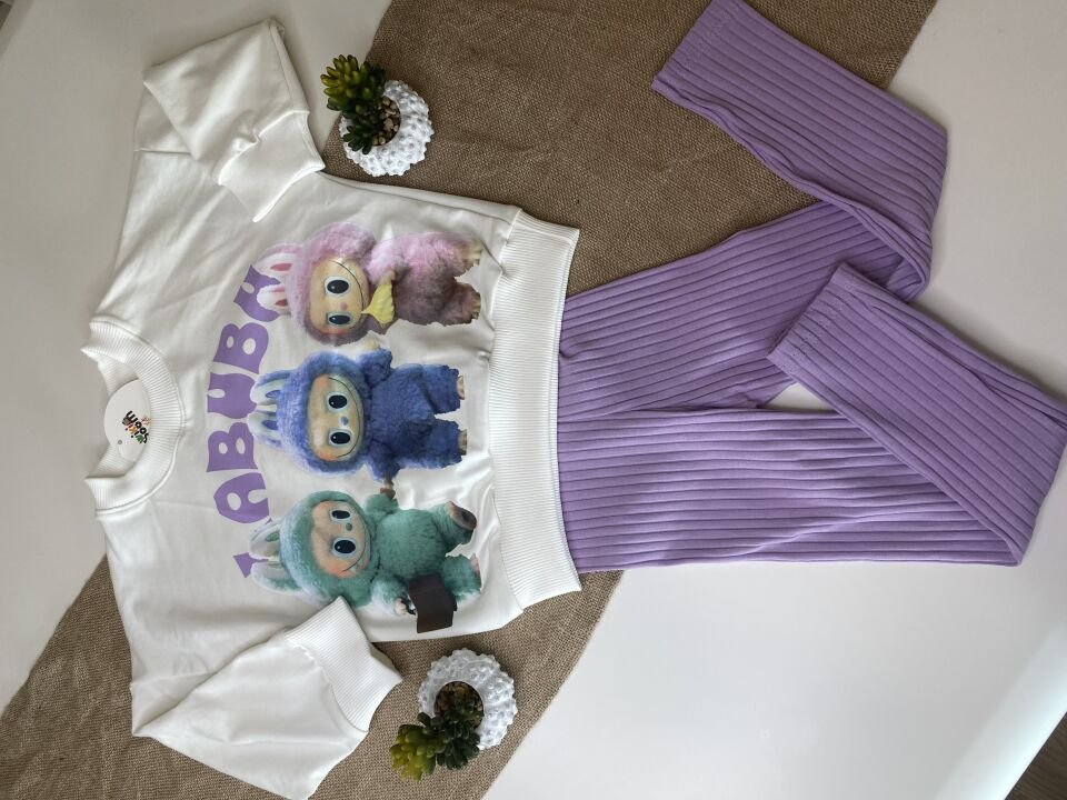 Labubu Lila Kız Tayt Takım (5-C)