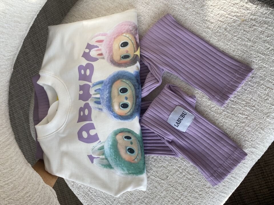 Labubu Lila Kız Tayt Takım (5-C)