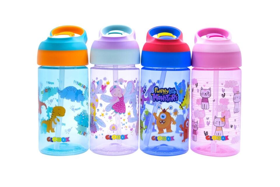 Yeşil Dinazor Baskılı PP Matara 500 ML