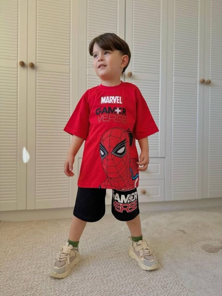 Erkek Çocuk Marvel Gamer Kırmızı Siyah İkili Takım