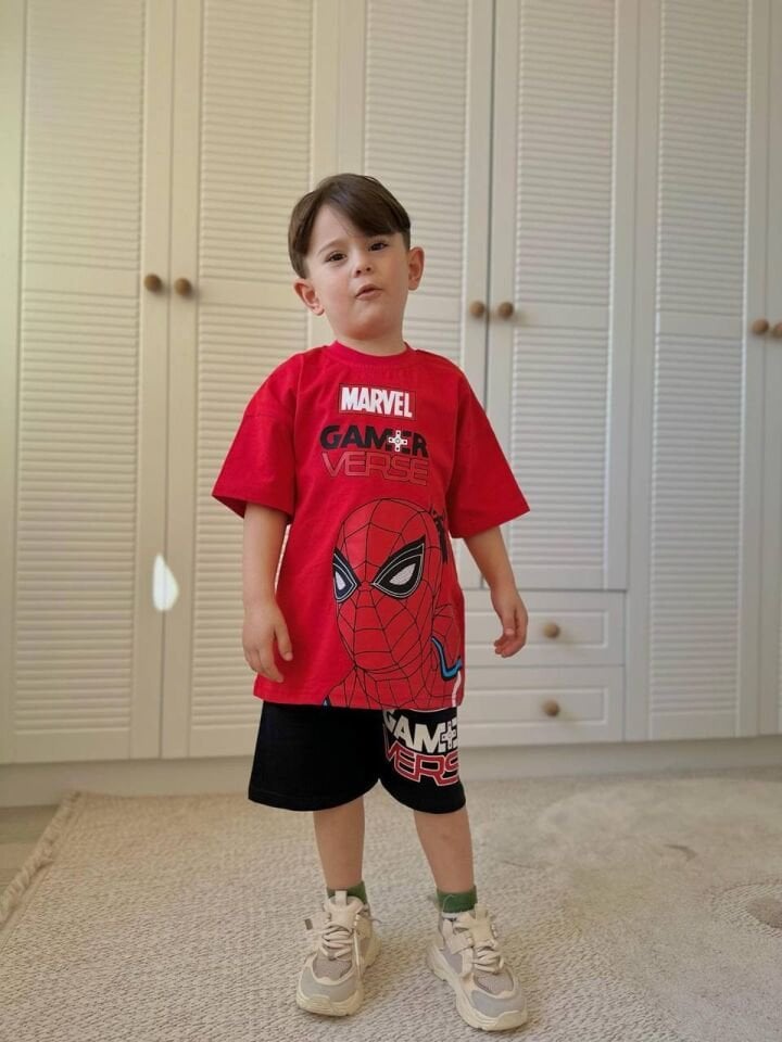 Erkek Çocuk Marvel Gamer Kırmızı Siyah İkili Takım (2-D)