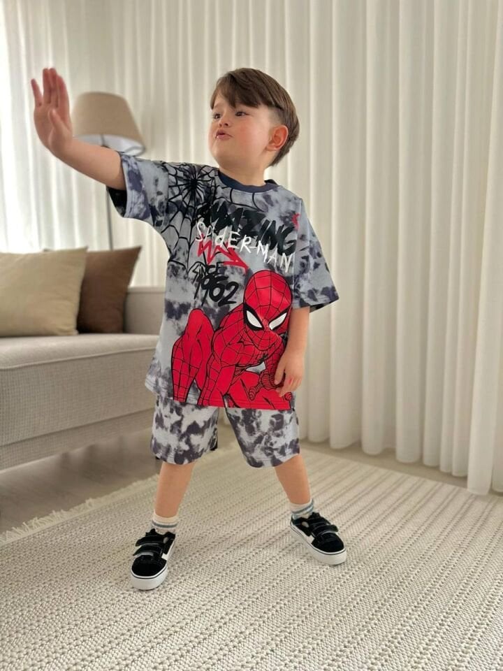 Erkek Çocuk Spiderman Grili İkili Takım