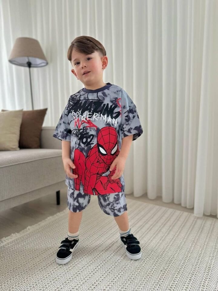 Erkek Çocuk Spiderman Grili İkili Takım