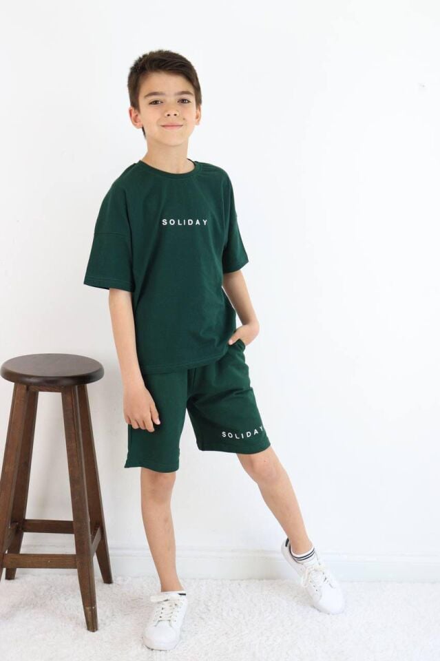 Yeşil Soliday Baskılı Unisex Kardeş Kombin