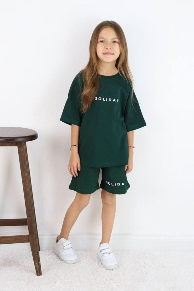 Yeşil Soliday Baskılı Unisex Kardeş Kombin