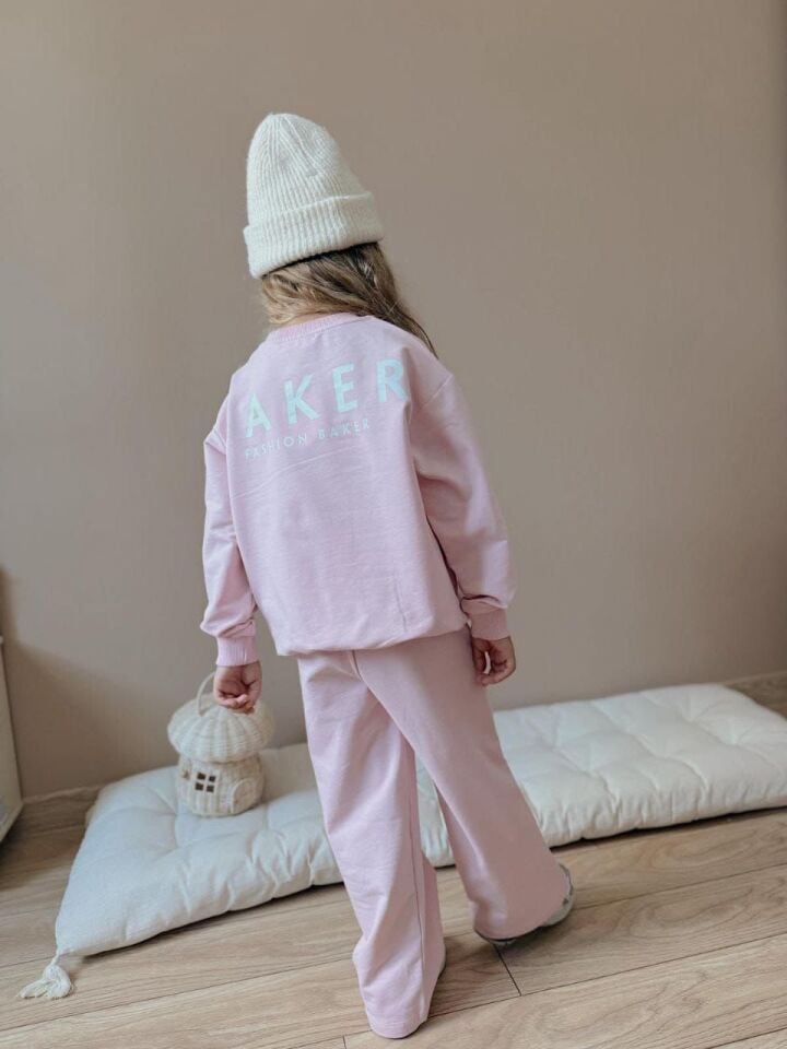 Kız Çocuk Baker Model Eşofman Takımı Pembe