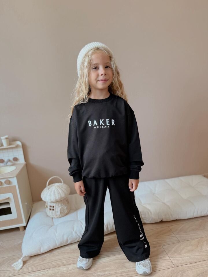Kız Çocuk Baker Model Eşofman Takımı Siyah