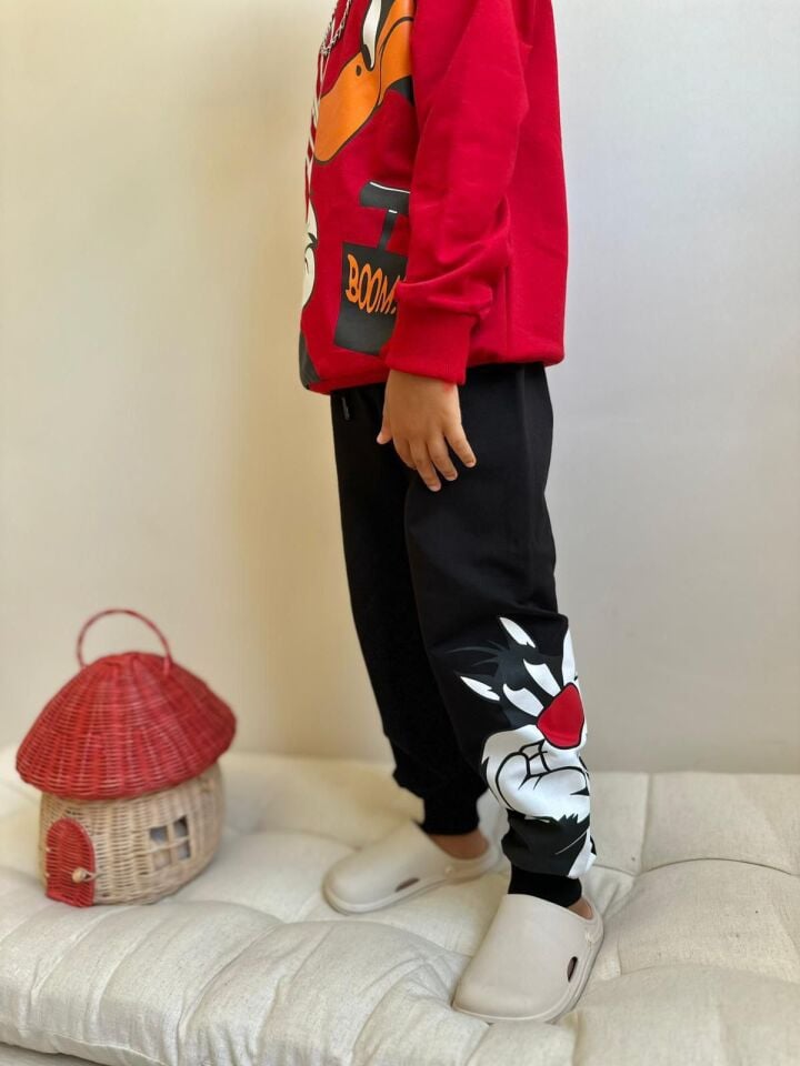 Erkek Çocuk Duck Kırmızı Siyah İkili Takım