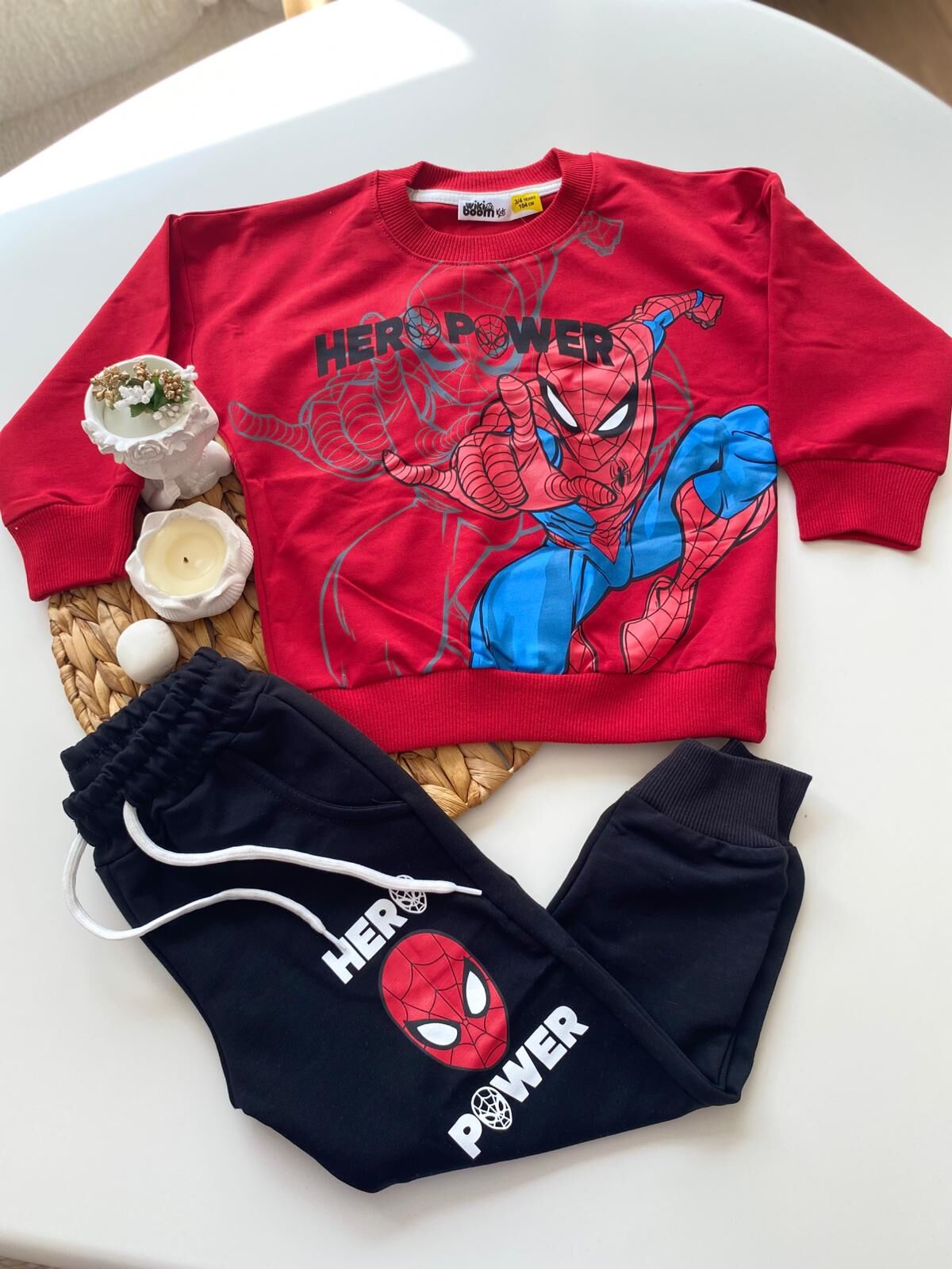 Erkek Çocuk Spiderman Kırmızı Alt Siyah İkili Takım