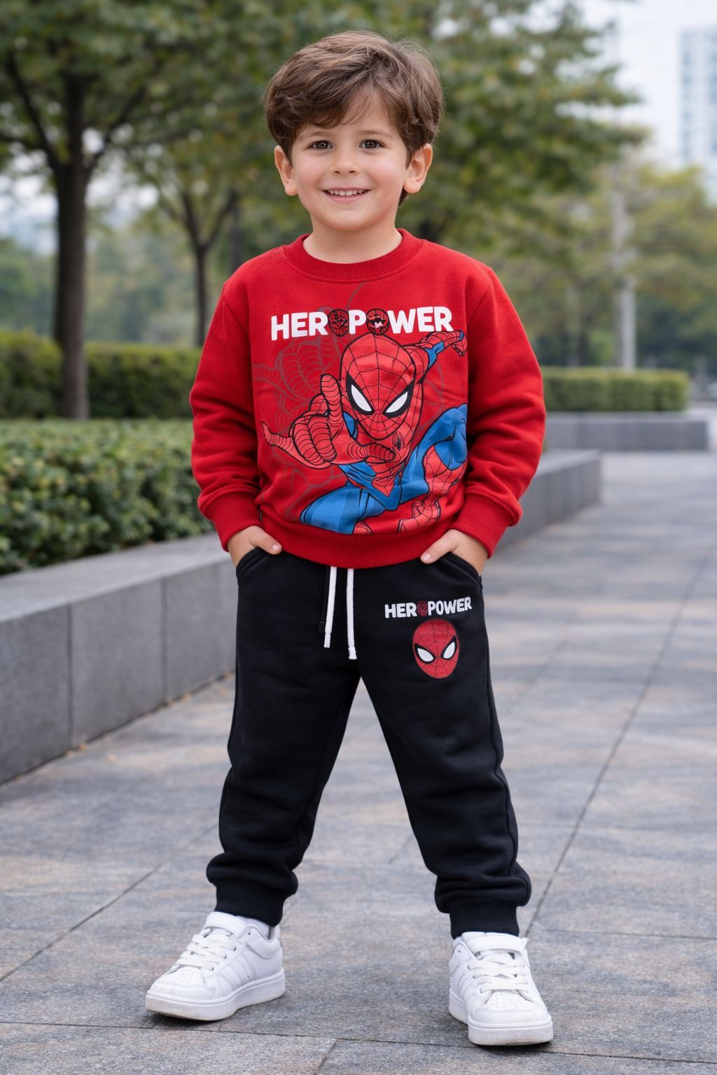 Erkek Çocuk Spiderman Kırmızı Alt Siyah İkili Takım