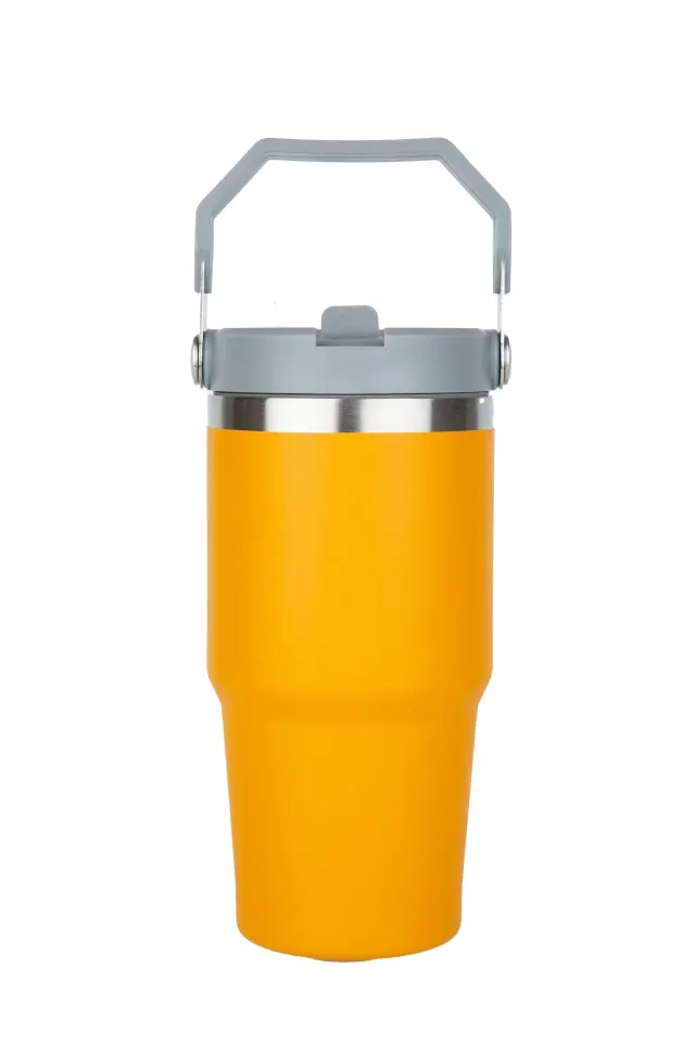 Çelik Termos Pipetli ve Tutmalı Üst Kısmı Geniş 650 ML