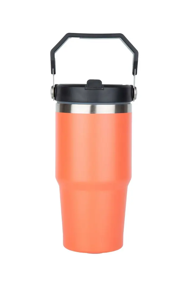 Çelik Termos Pipetli ve Tutmalı Üst Kısmı Geniş 650 ML