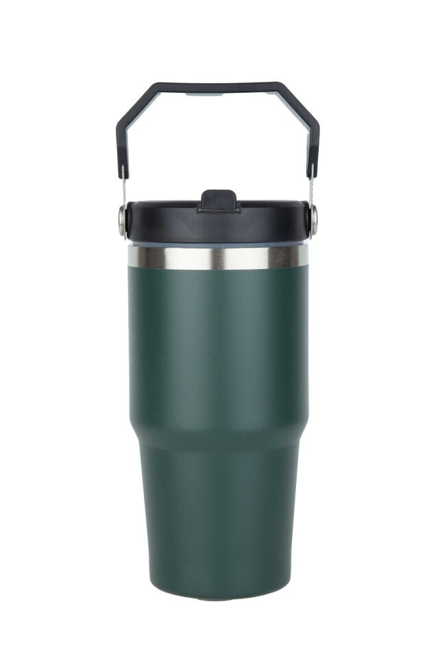 Çelik Termos Pipetli ve Tutmalı Üst Kısmı Geniş 650 ML