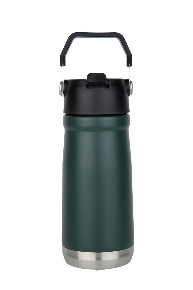 Çelik Termos Tutmalı Ve Pipetli Yeşil 500ML