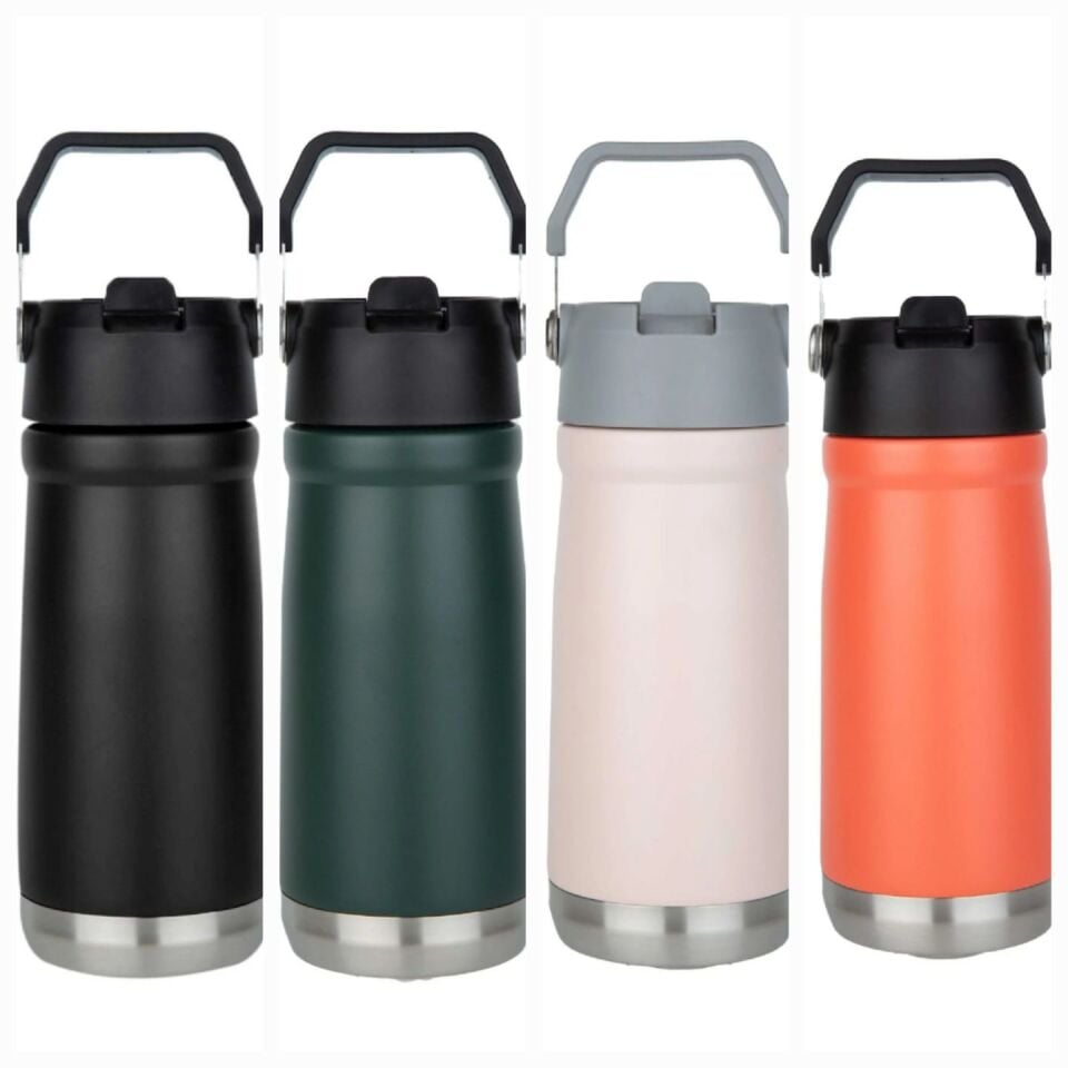 Çelik Termos Tutmalı Ve Pipetli  500 ML