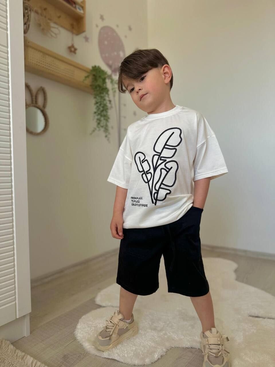 Siyah Şort Baskılı Sweet Erkek Çocuk Takım