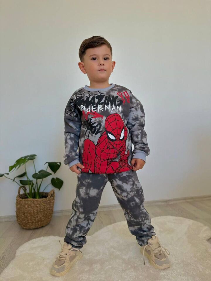 Erkek Çocuk Örümcek Adam Gri Şardonlu İkili Takım