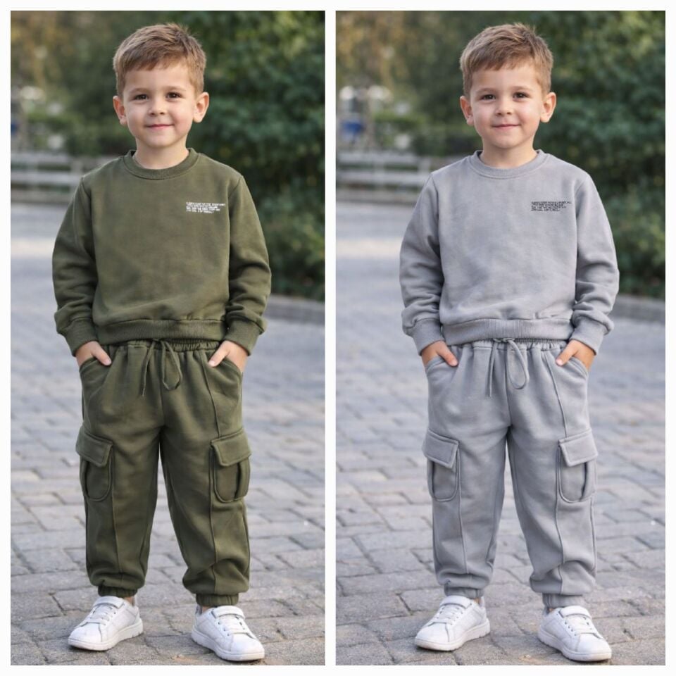 Erkek Çocuk Körük Cepli Şardonlu İkili Takım