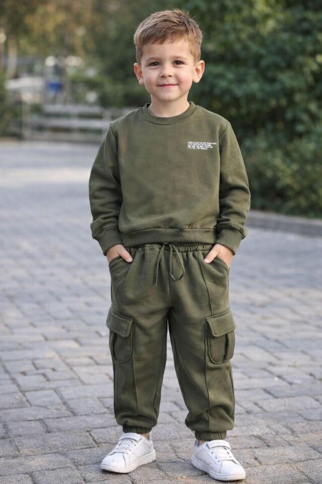 Erkek Çocuk Körük Cepli Şardonlu İkili Takım