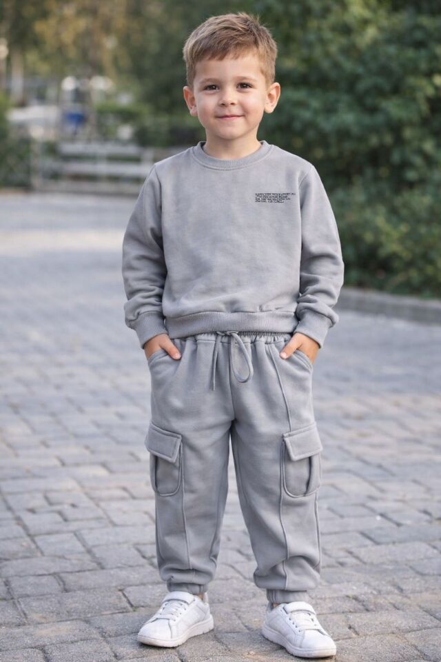 Erkek Çocuk Körük Cepli Şardonlu İkili Takım