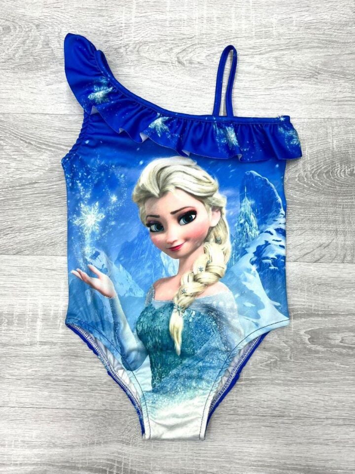 Kız Çocuk Elsa Mavi Tek Omuz Mayo  (4-G) 9/10