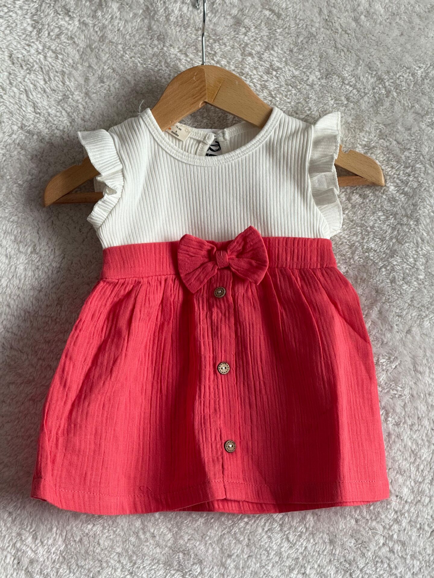 Kız Çocuk Fuşya Fiyonklu Elbise  (6-E)