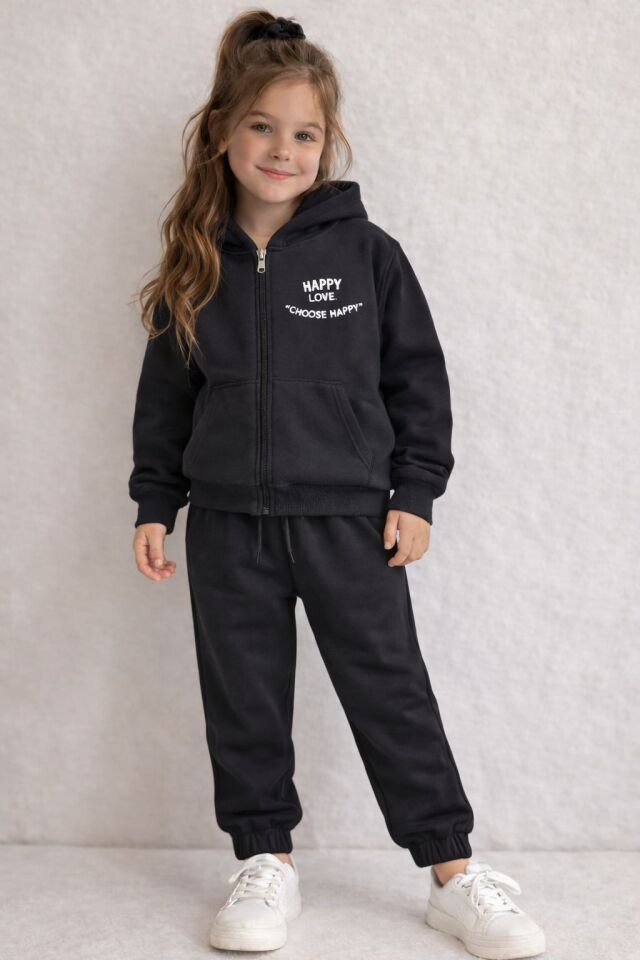 Kız Çocuk Garson Boy Siyah Şardonlu İkili Takım