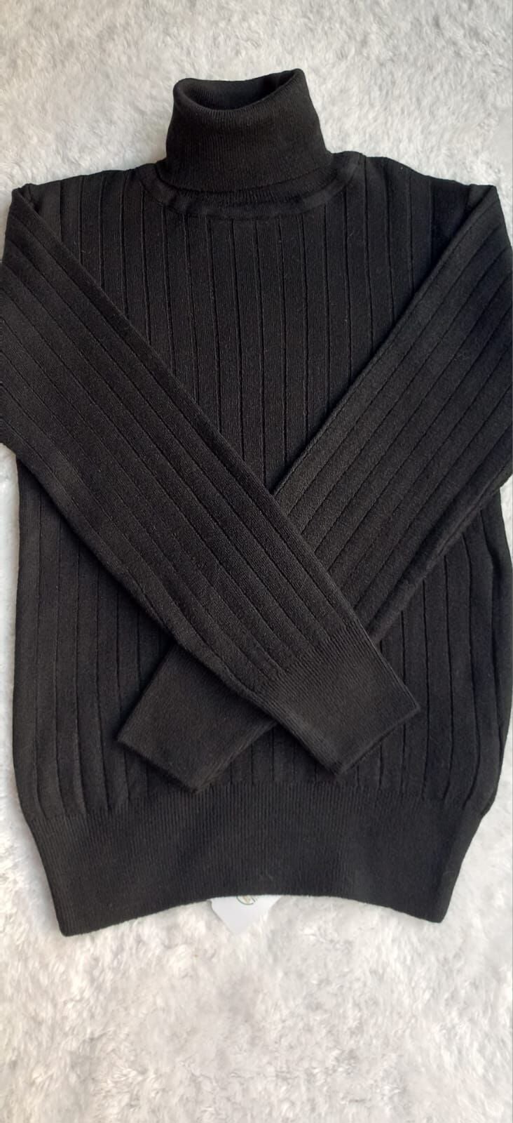 Kız Çocuk Boğazlı Triko Kazak Siyah